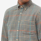 Portuguese Flannel Men's Fun Button Down Tartan Shirt in Brown/Aqua/Orange