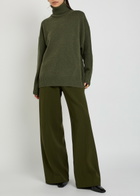 Another Tomorrow Wide-leg Stretch-wool Trousers Dark Green