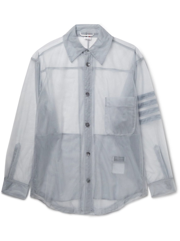 Photo: Thom Browne - Oversized Striped Mesh Shirt - Gray