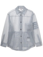 Thom Browne - Oversized Striped Mesh Shirt - Gray