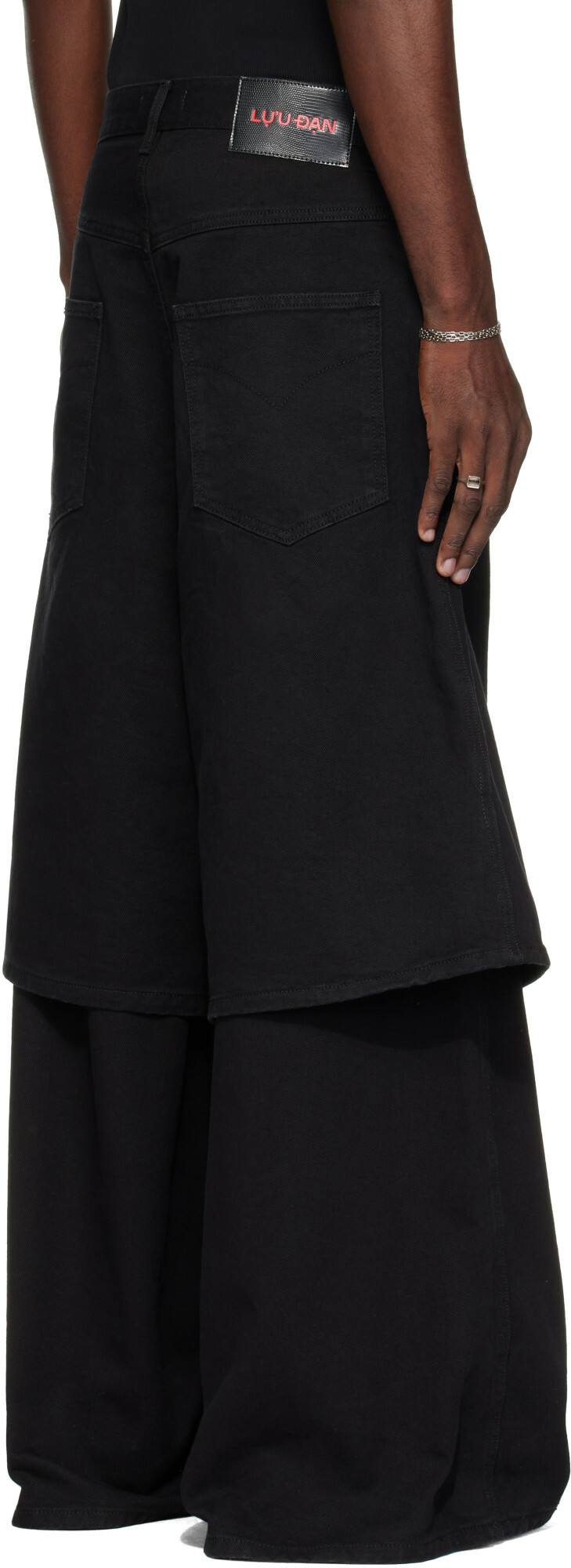 LU'U DAN Black Double-Deck Denim Jeans