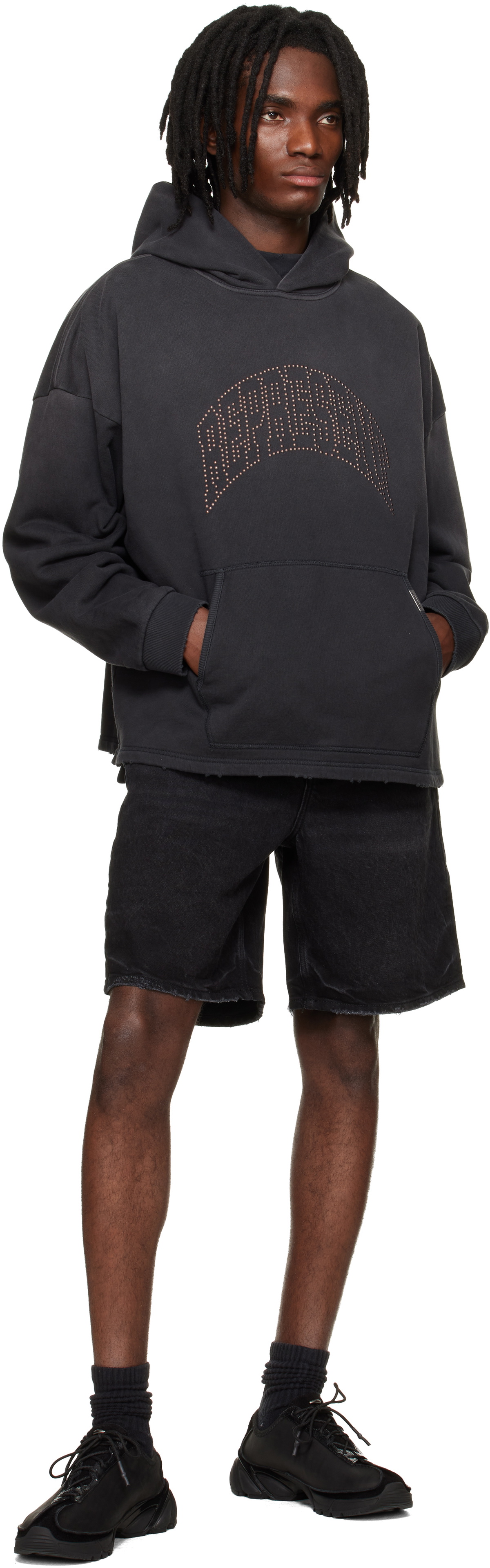 Represent Black R10T Tailored Denim Shorts