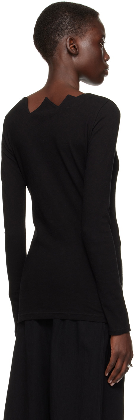 YOHJI YAMAMOTO Black Zig-Zag Long Sleeve T-Shirt