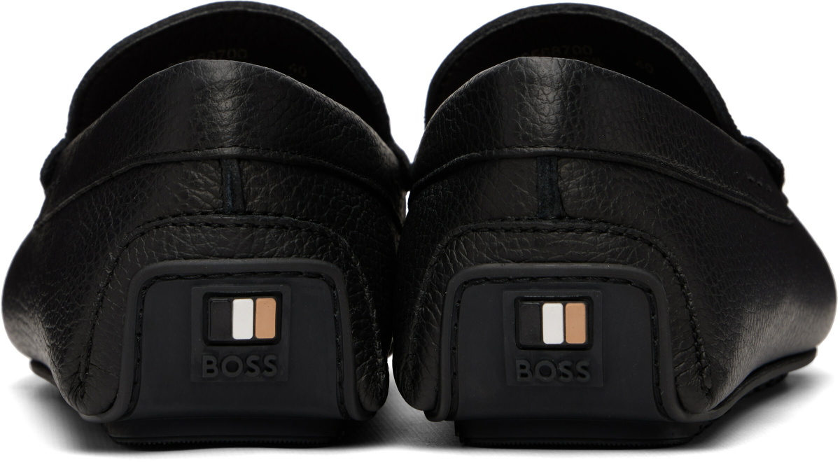 BOSS Black Tumbled-Leather Driver Loafers