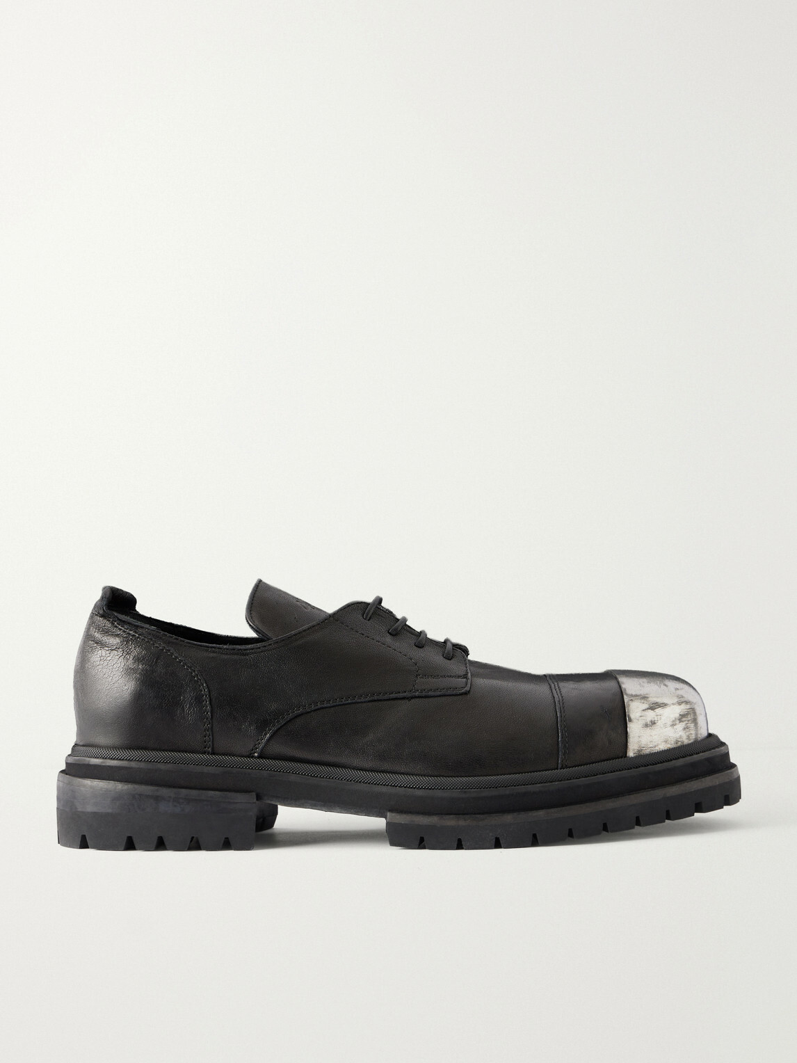 424 - Metal-Trimmed Leather Derby Shoes - Black
