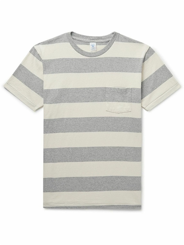 Photo: Velva Sheen - Striped Cotton-Jersey T-Shirt - Gray