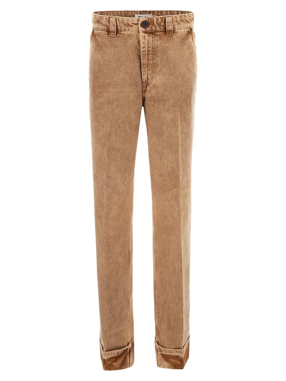 デニム・ジーパン MIU MIU HIGH-WAISTED JEANS IN FLOCKED DENIM Miu Miu Marbleized Denim Jeans Miu Miu