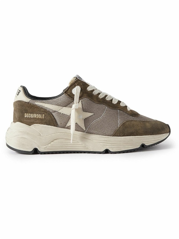 Photo: Golden Goose - Running Sole Leather-Trimmed Mesh and Suede Sneakers - Gray