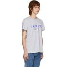 Balmain Grey Hologramme Logo T-Shirt