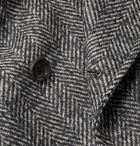 Incotex - Double-Breasted Herringbone Wool and Mohair-Blend Overcoat - Gray