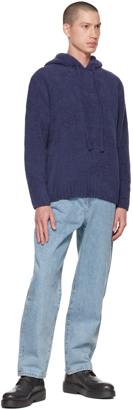 AMOMENTO Navy Rib Hoodie