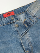 424 - Big Daddy Wide-Leg Distressed Denim Shorts - Blue