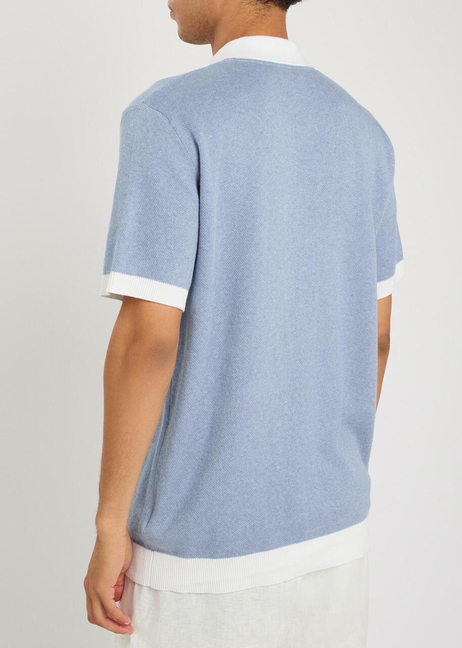 Sandbanks Logo-appliquéd Cotton-knit Shirt Blue