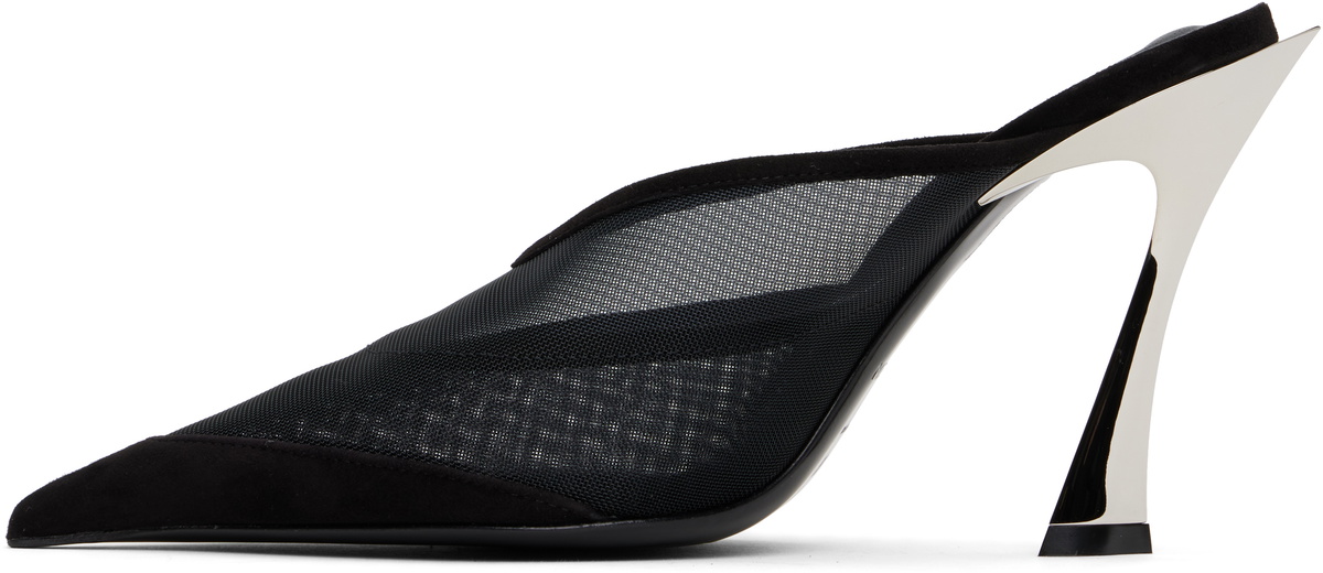 Mugler Black Mesh Fang 95 Mules