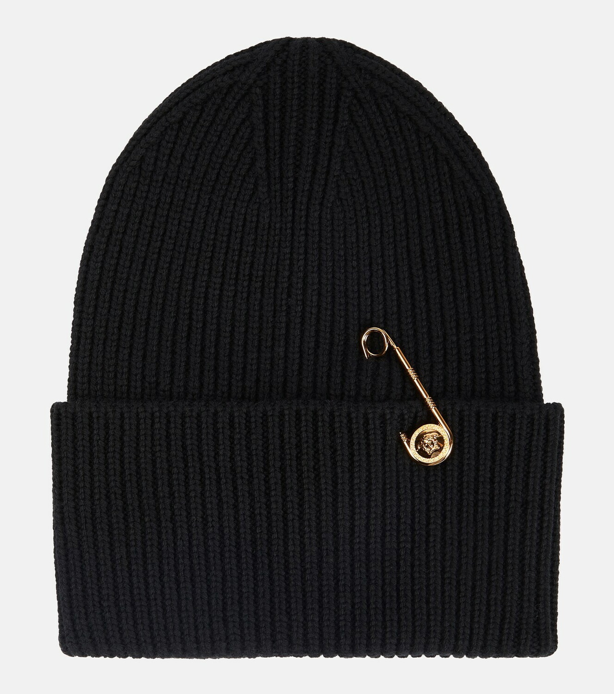 Versace - Safety Pin ribbed-knit wool beanie Versace