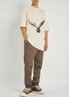 Rick Owens Jumbo Printed Cotton T-shirt Cream