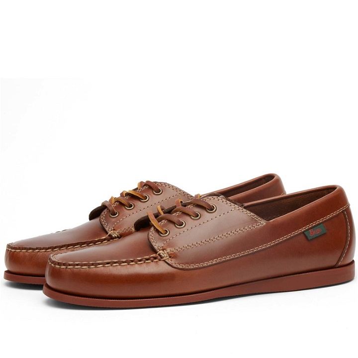 Photo: Bass Weejuns Men's Camp Moc Jackman Pull Up in Mid Brown Leather