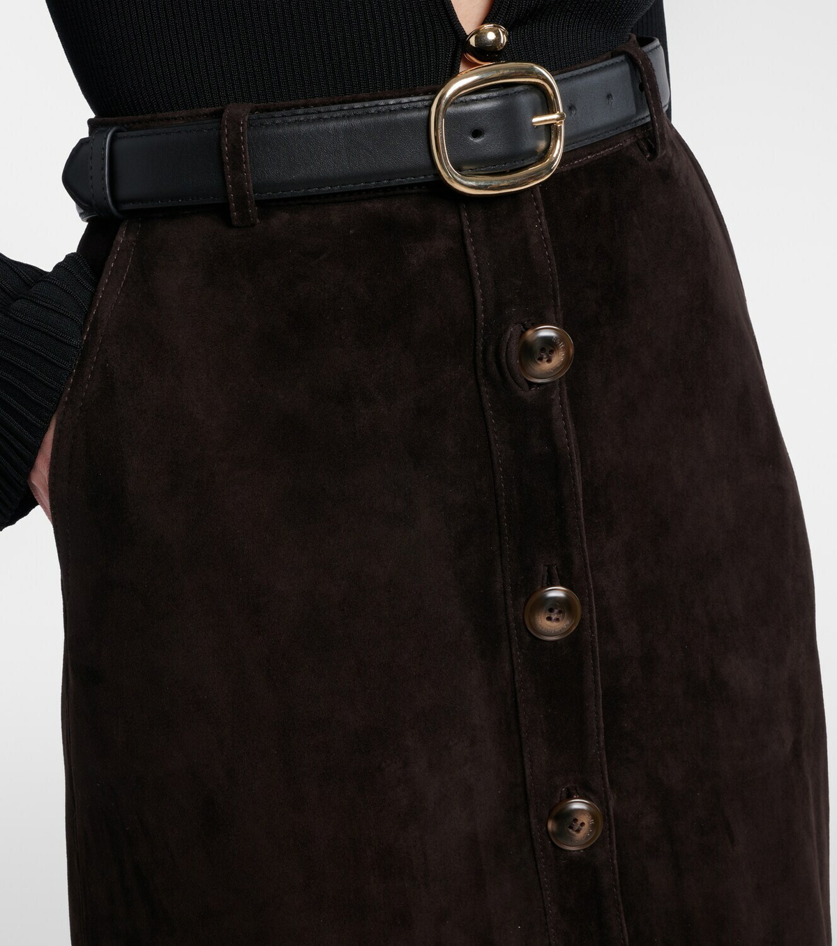 Self-Portrait Suede midi skirt