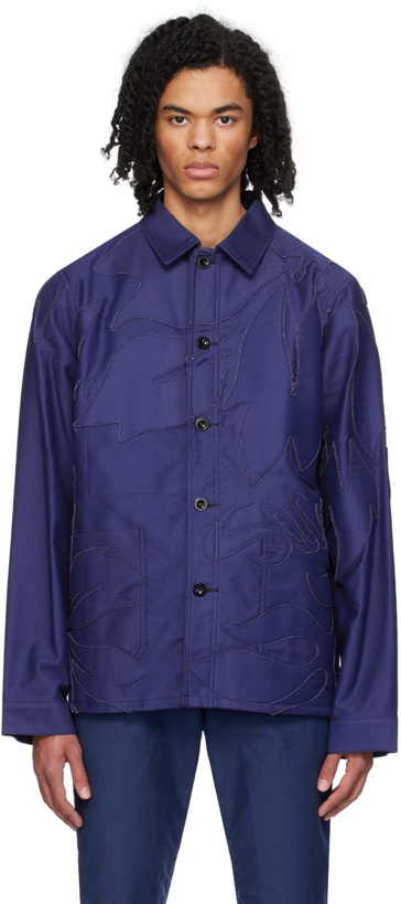 Photo: sacai Blue Embroidered Patch Jacket