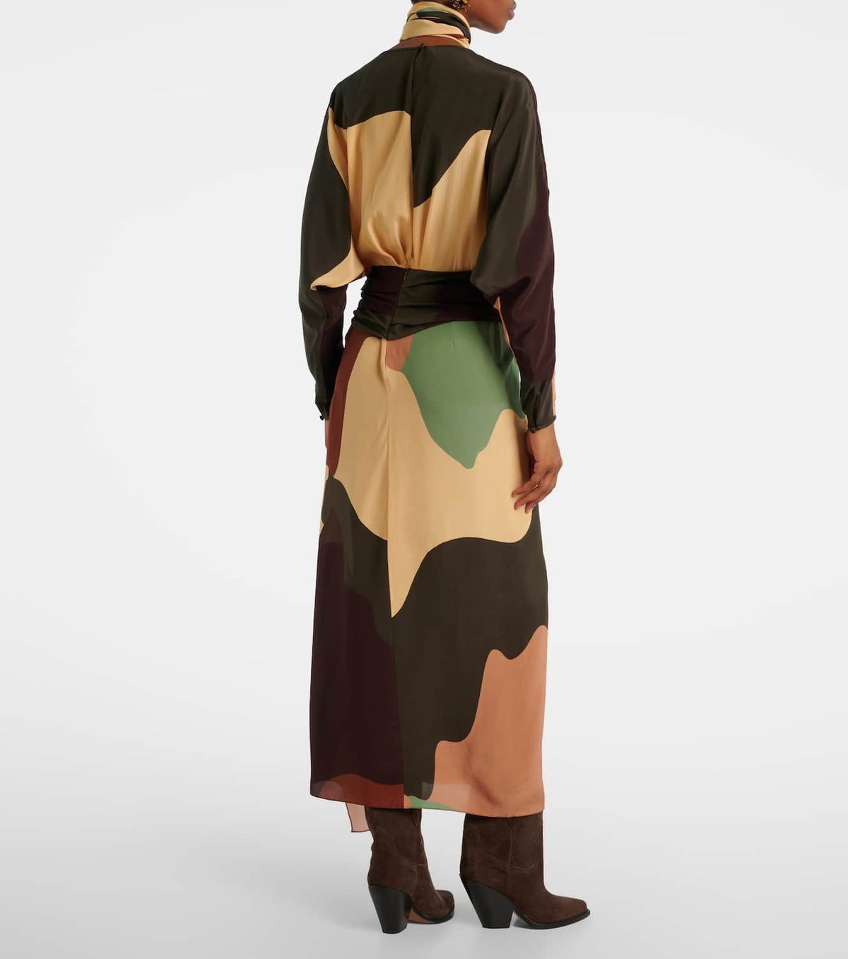 Johanna Ortiz Printed scarf-detail silk maxi dress