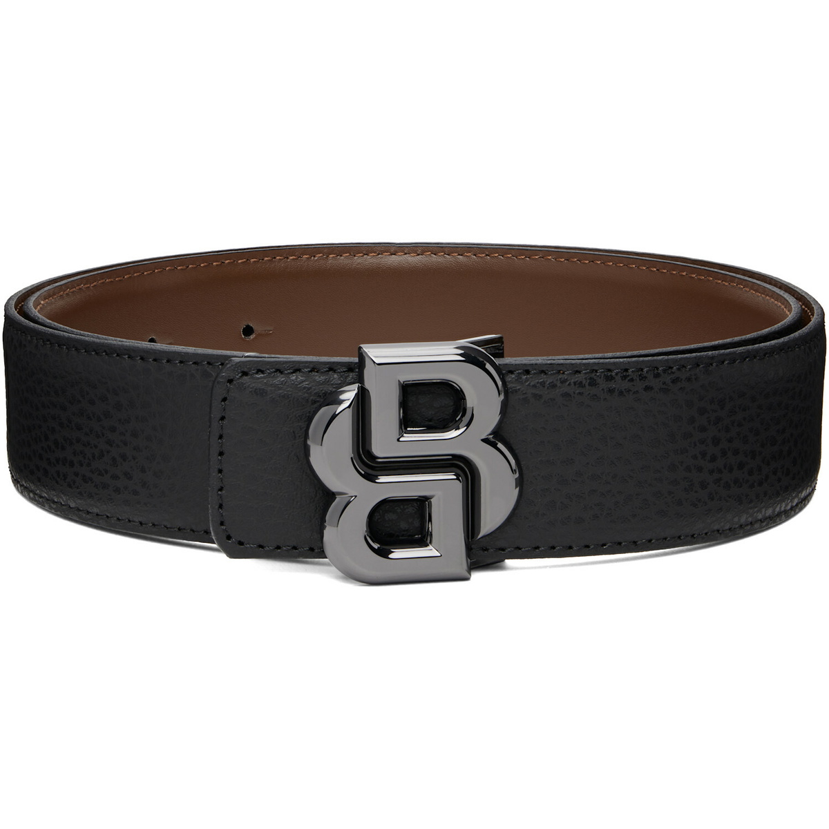 BOSS Black & Brown Double-B Monogram Reversible Belt