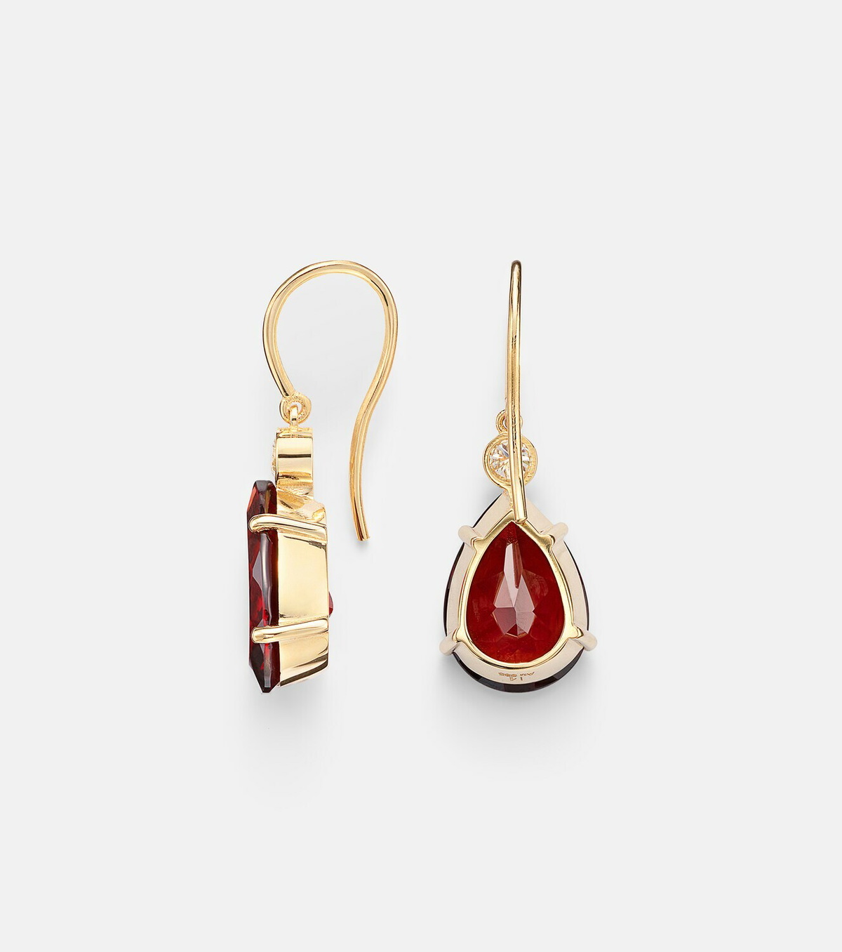 Ileana Makri 14kt gold (750/1000) earrings with garnets and diamonds