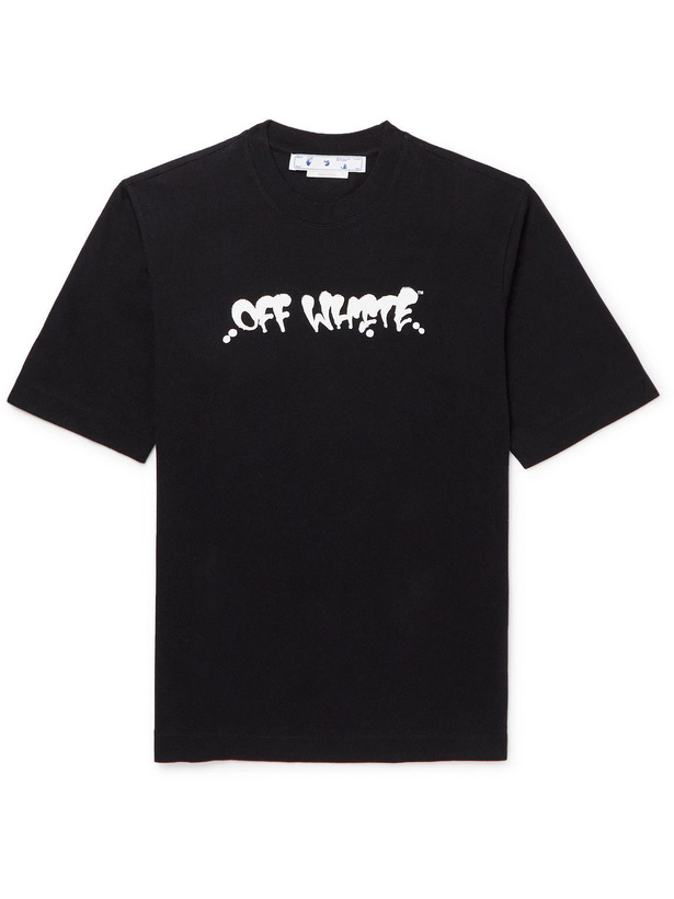 Photo: Off-White - Neen Logo-Print Cotton-Jersey T-Shirt - Black