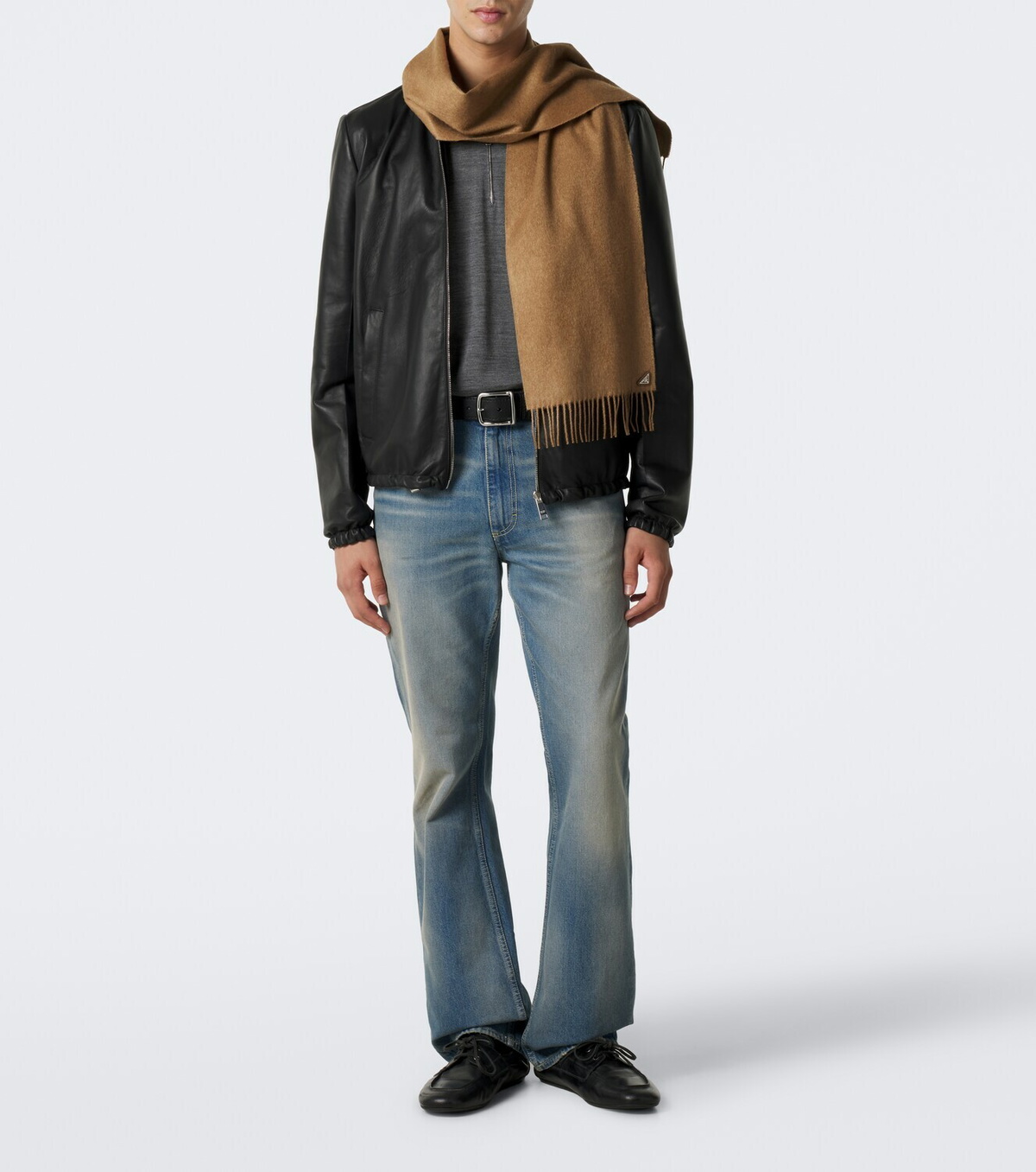 Prada Fringed silk and cashmere scarf