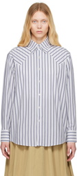 Carter Young White & Blue Western Business Shirt