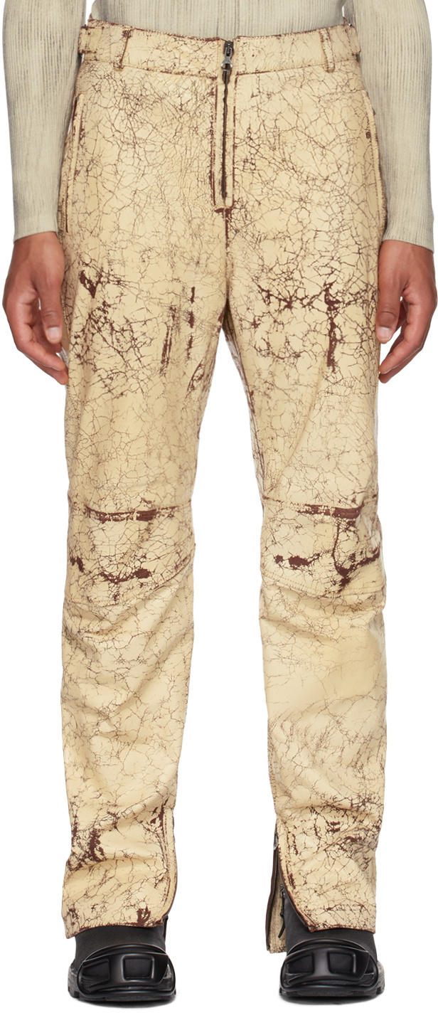 Diesel Beige P-Alan Leather Pants