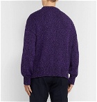 AMI - Oversized Logo-Intarsia Cotton and Merino Wool-Blend Sweater - Purple