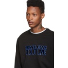 Versace Jeans Couture Black Flocked Logo Crewneck Sweatshirt