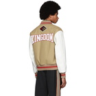 Burberry Beige and White Wool and Leather Padfield Bomber Jacket