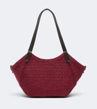 Brunello Cucinelli Monili leather-trimmed raffia-effect tote bag