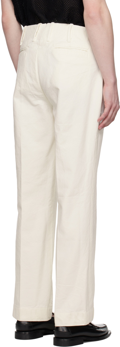 Factor's Off-White Oxford Canvas Pintuck Trousers