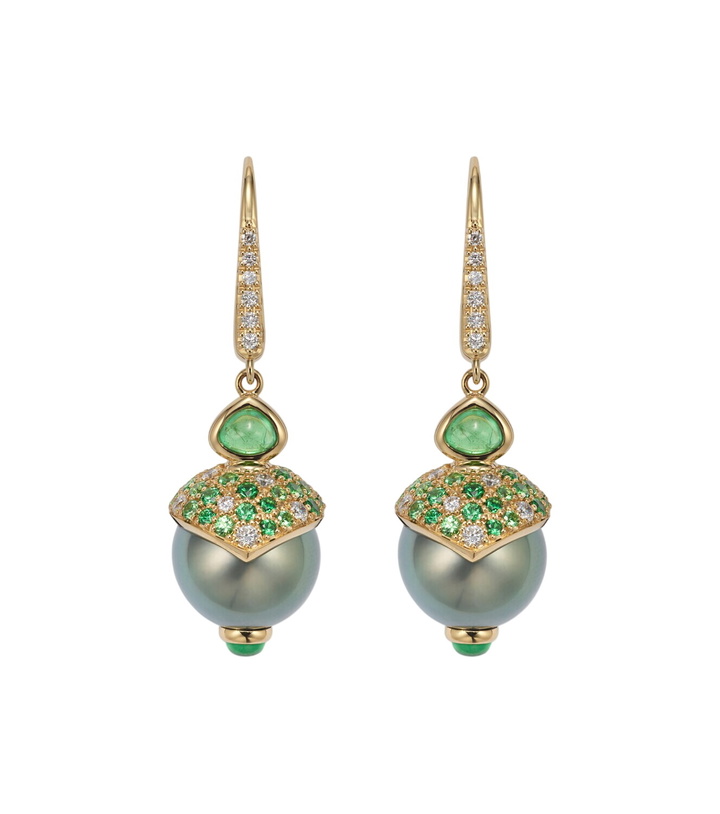 Photo: Marina B 18kt gold drop earrings with gemstones
