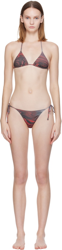 Photo: Jean Paul Gaultier Red & Gray Printed Blurry Roses Bikini