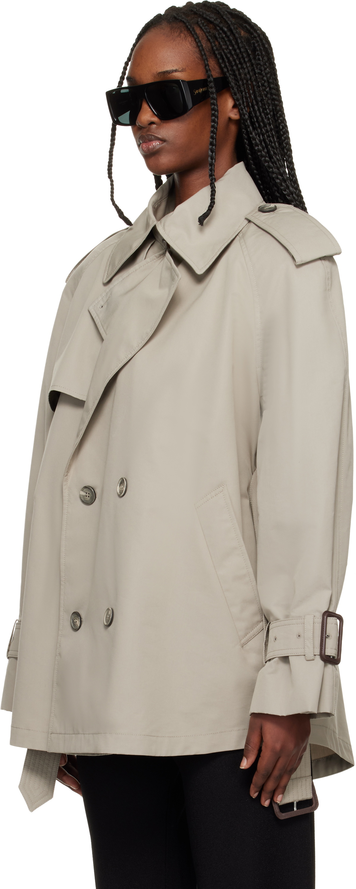WARDROBE.NYC Taupe Clean Mini Trench Coat