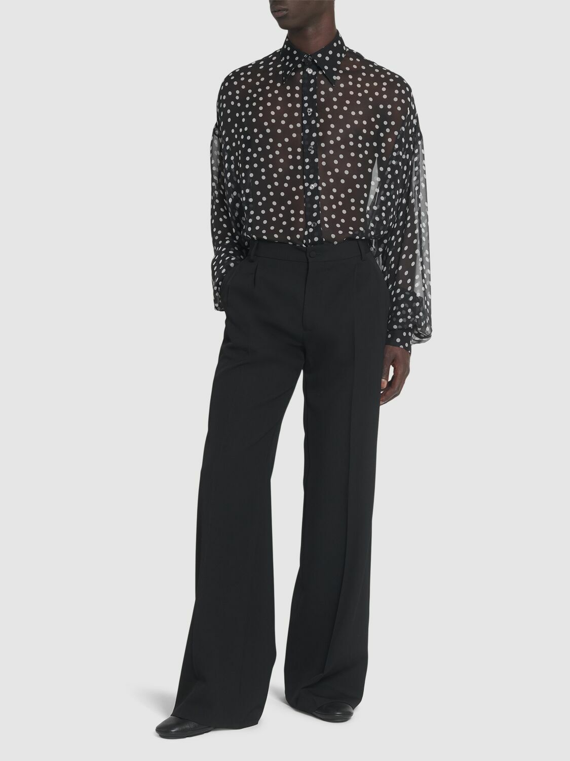 Dolce & Gabbana Gray Dotted Semi Fitted Formal SICILIA Shirt main image 0