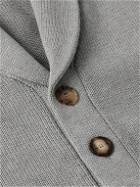 Brunello Cucinelli - Shawl-Collar Ribbed Cotton Cardigan - Gray