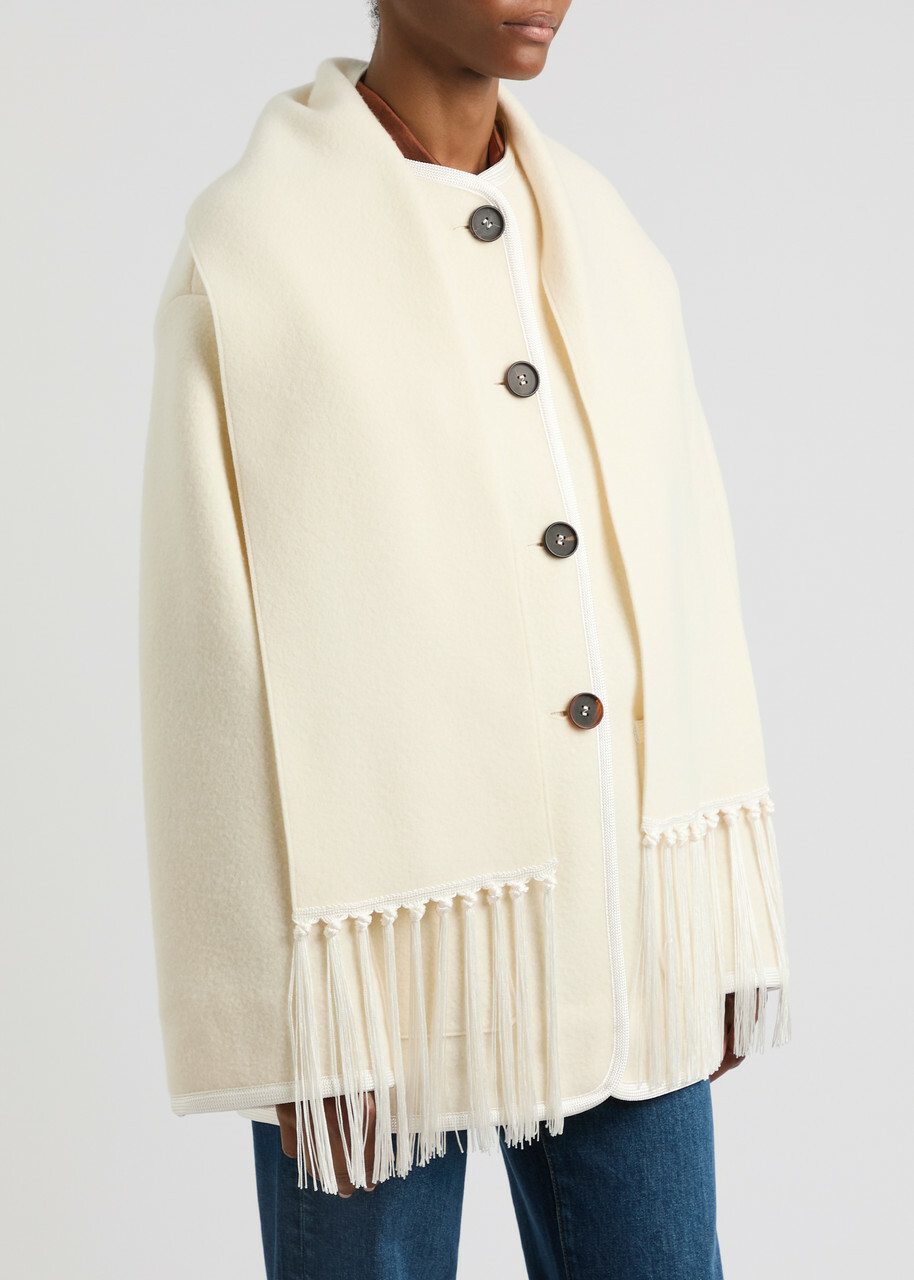 【FORTE_FORTE】 リネンコットン素材 ジャケット イタリア製 Forte_forte Scarf-effect Wool-blend Jacket Cream Forte Forte