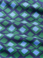 Charvet - Belted Printed Silk-Twill Robe - Blue