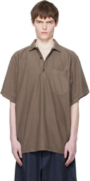 Hed Mayner Taupe Garment-Dyed Polo