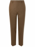 Tod's - Tapered Mélange Virgin Wool-Blend Flannel Trousers - Brown