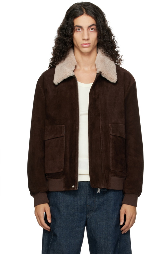 Photo: Arma Brown Bari Gritty Suede Jacket