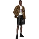 We11done Tan and Black Faux-Fur Leopard Zip-Up Jacket