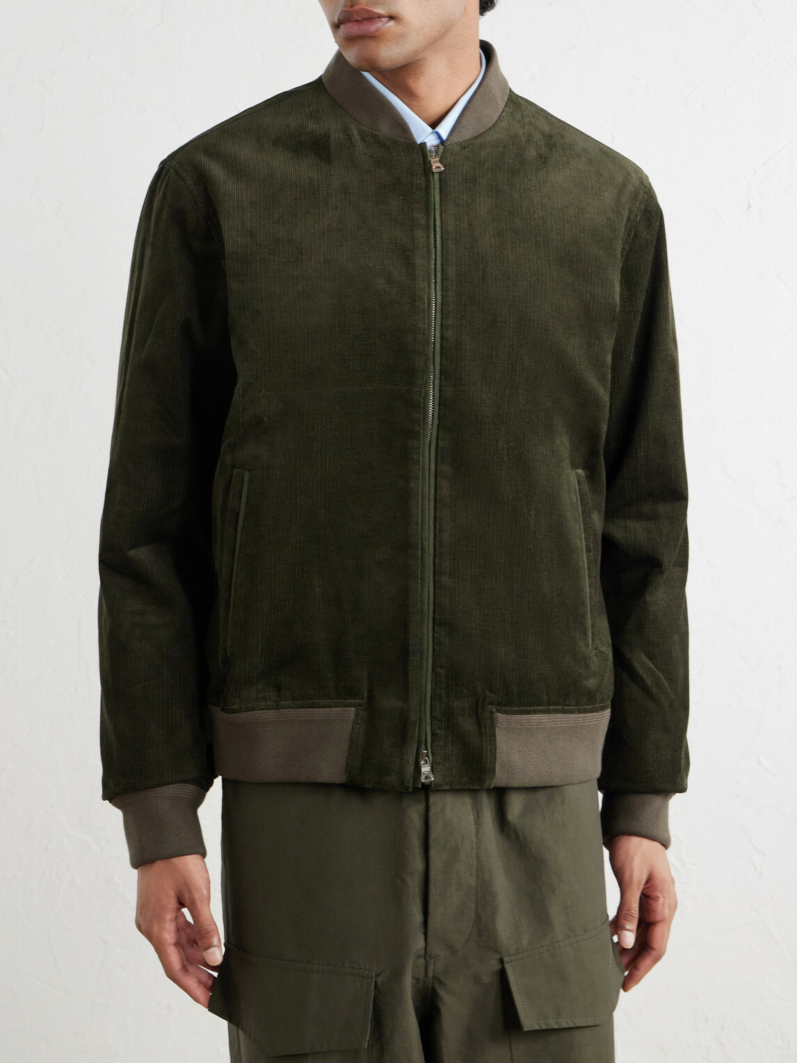 Mr P. - Cotton-Corduroy Bomber Jacket - Green