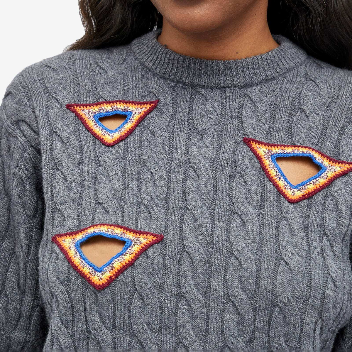 TOGA Women's Archives Cable knit pullover in Grey Toga Pulla