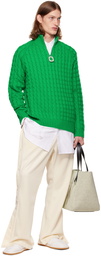 JW Anderson Green Cable Turtleneck