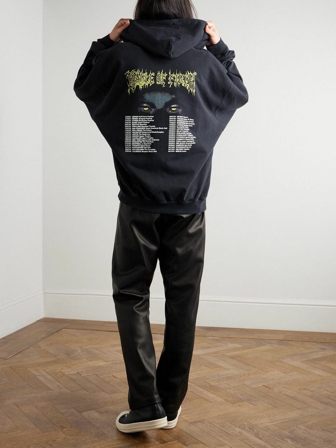 VETEMENTS - Cradle of Filth Oversized Printed Cotton-Jersey Zip-Up Hoodie - Black